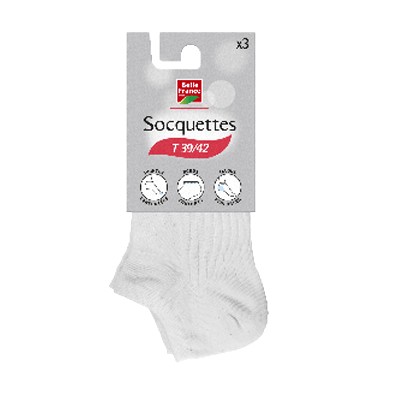 Socquette blanc T39/42 x3
