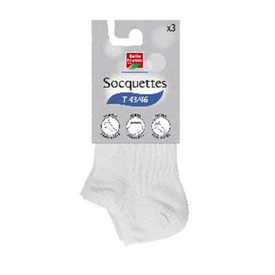 Socquette blanc T43/46 x3