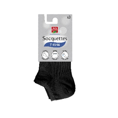 Socquette noir T43/46 x3